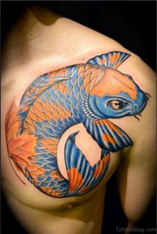 Graceful Fish Tattoo On Chest