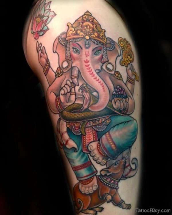 Graceful Ganesha Tattoo On Thigh
