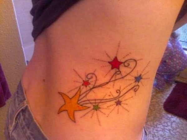 Graceful Star Tattoo On RIb