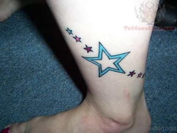 Graceful Stars Tattoo On Leg