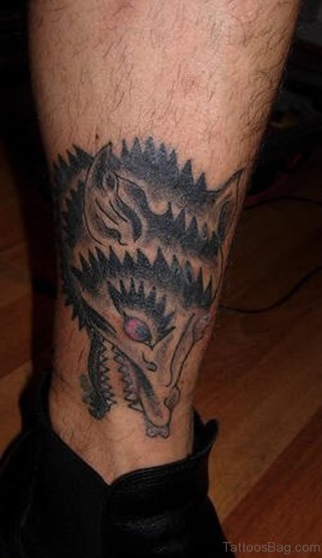 Graceful Wolf Tattoo On Leg