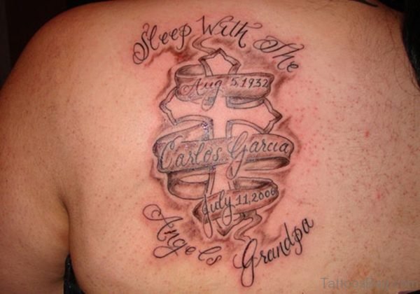 Grandpa Lettering Tattoo On Back
