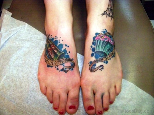 Great Cupcake Tattoo On Foot