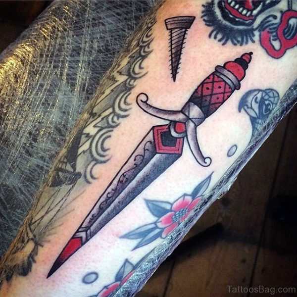 Great Dagger Tattoo On Arm