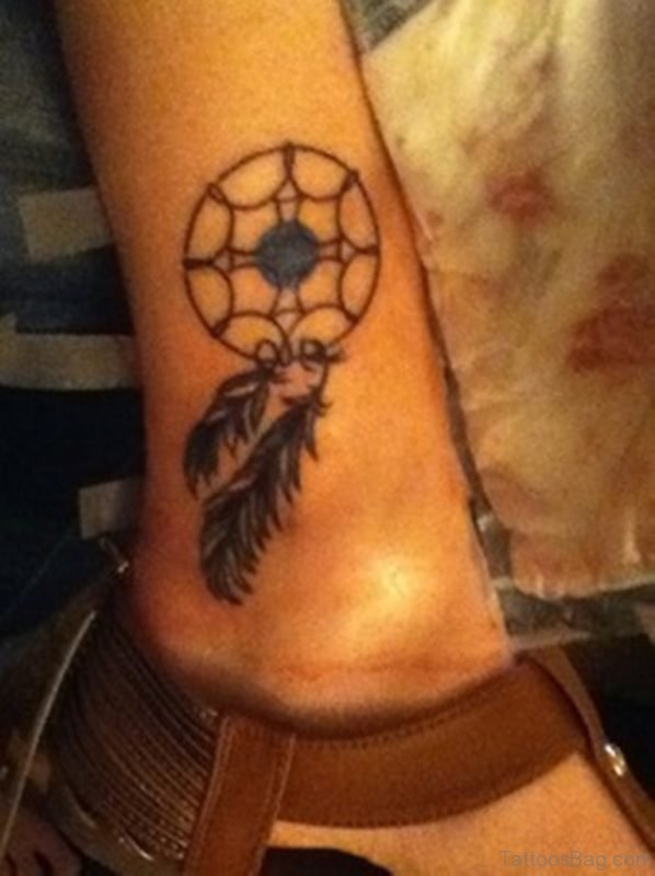 Great Dreamcatcher Tattoo On Ankle