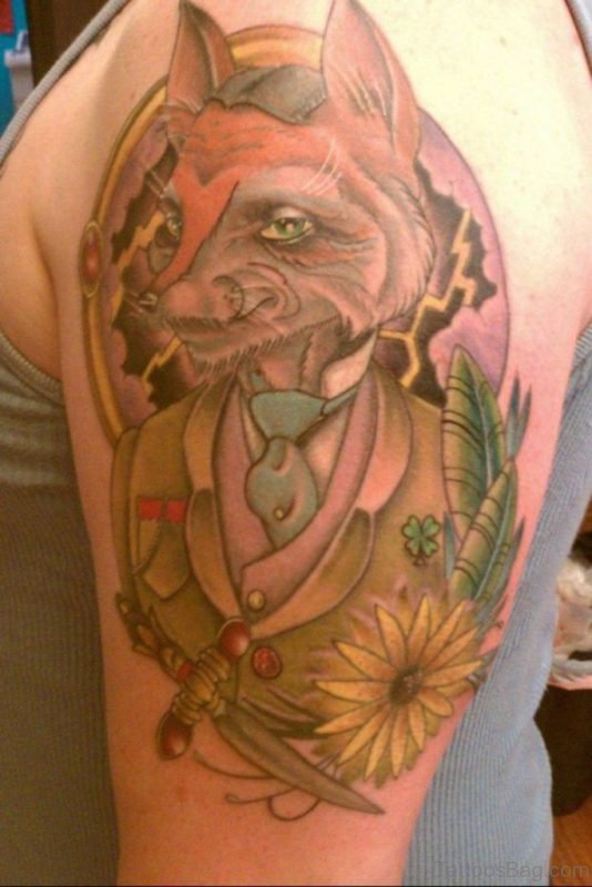 Great Fox Tattoo On Shoulder