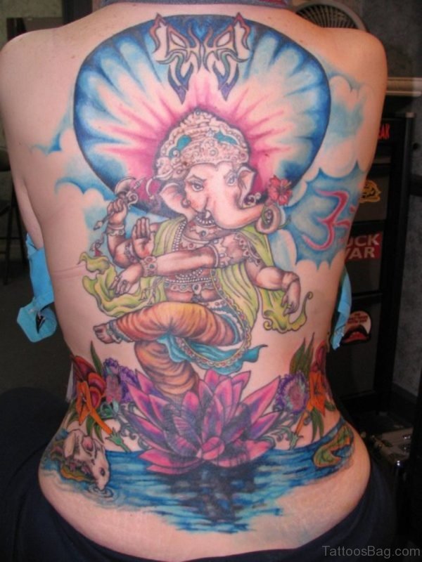 Great Ganesha Tattoo On Back