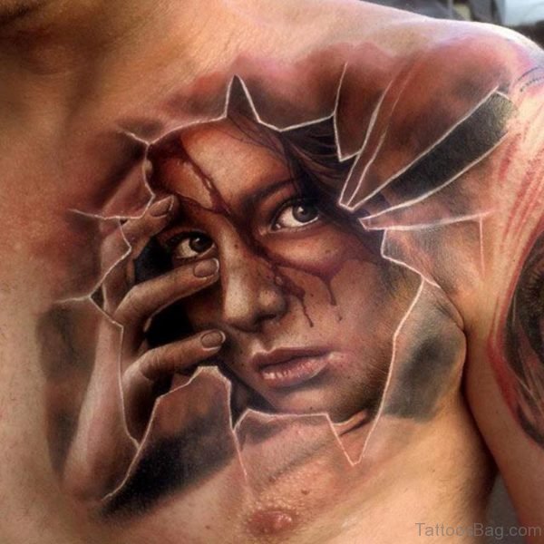 Great Portrait Tattoo On Chest