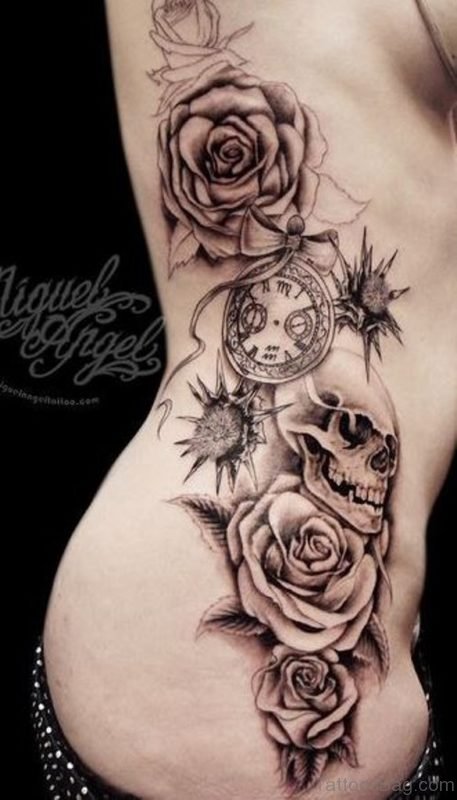 Great Rose And Skull Tattoo