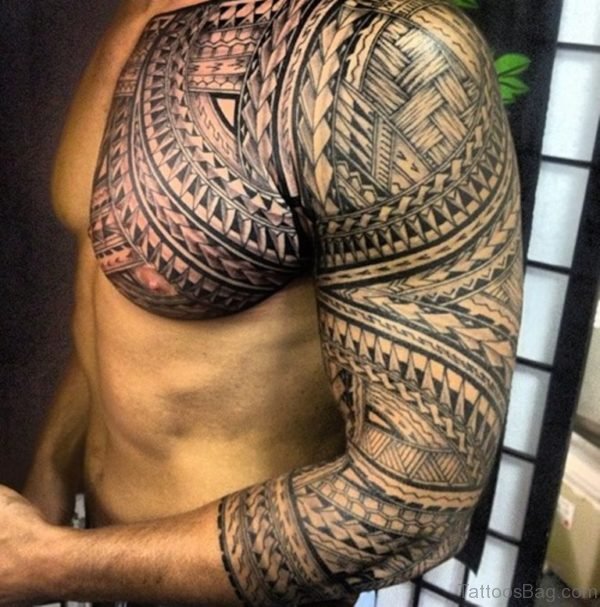 Great Tribal Tattoo On Chest
