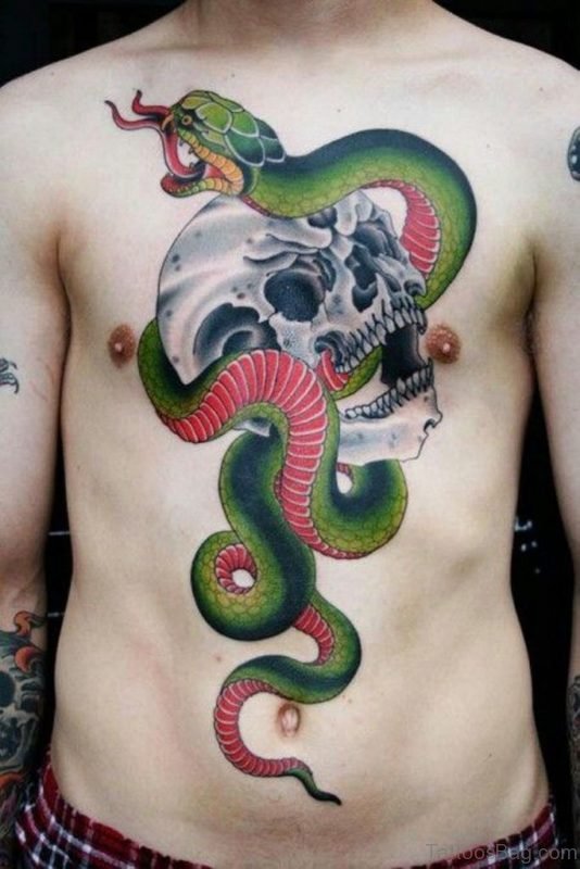 Green And Snake Tattoo