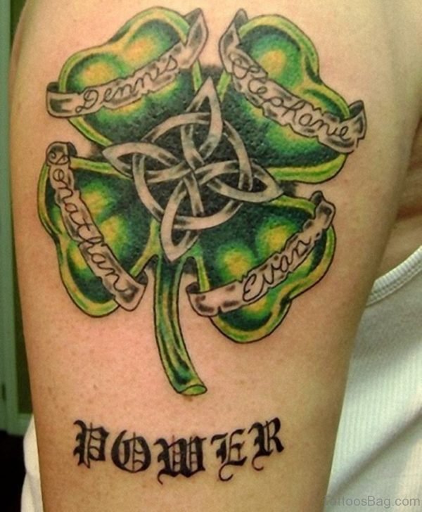 Green Celtic Shoulder Tattoo