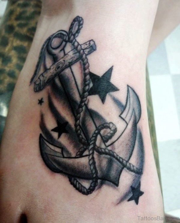 Grey Anchor With Stars On Foot