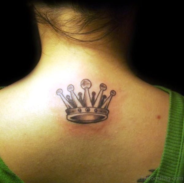 Grey Crown Tattoo On Neck