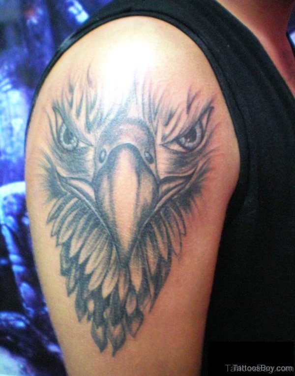 Grey Eagle Tattoo On Shoulder