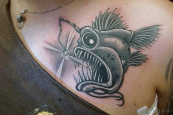 Grey Electric Angler Fish Tattoo