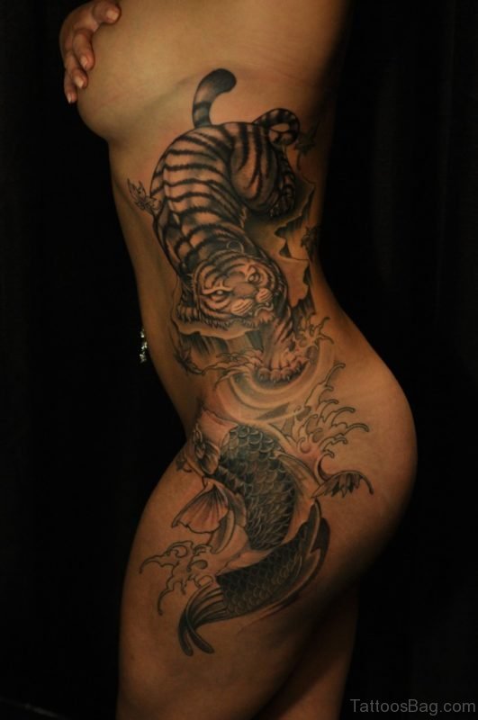 Grey Fish Tattoo Design 