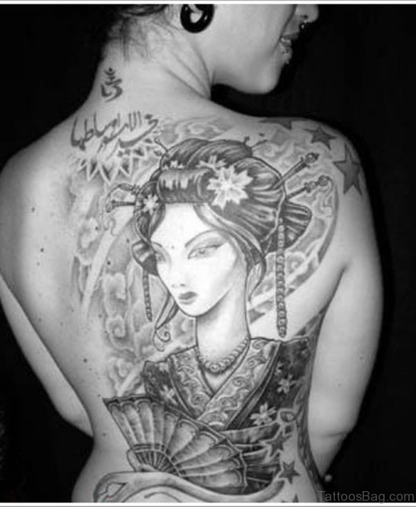 Grey Geisha Tattoo Design