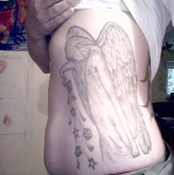 Grey Ink Angel Tattoo Design