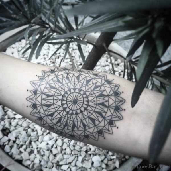 Grey Ink Mandala Tattoo 