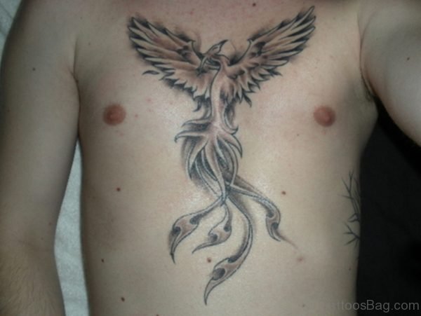 Grey Ink Phoenix Tattoo 