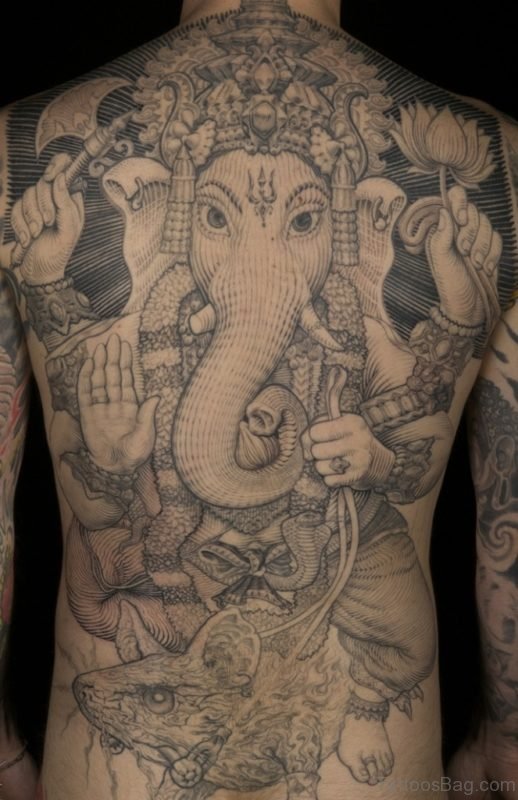 Grey Inked Ganesha Tattoo