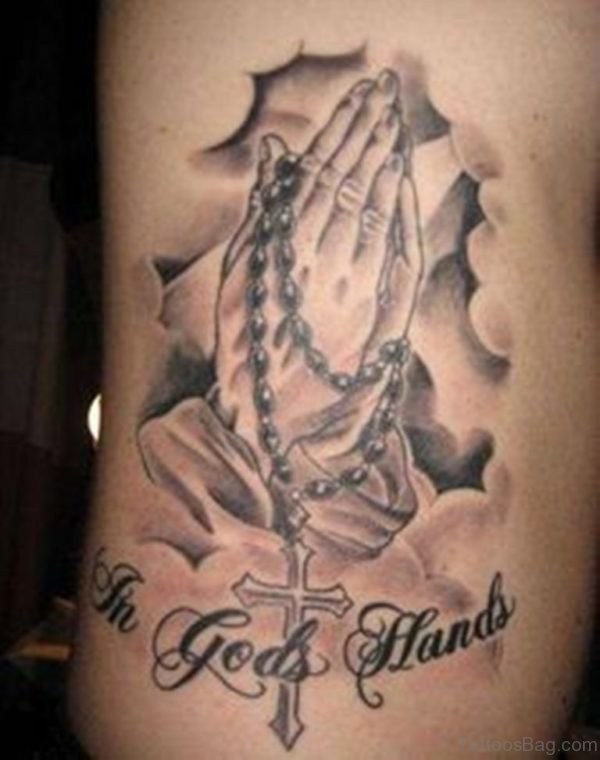Grey Praying Hands Tattoo 