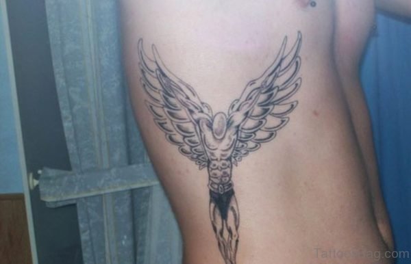 Guardian Angel Side Rib Tattoo