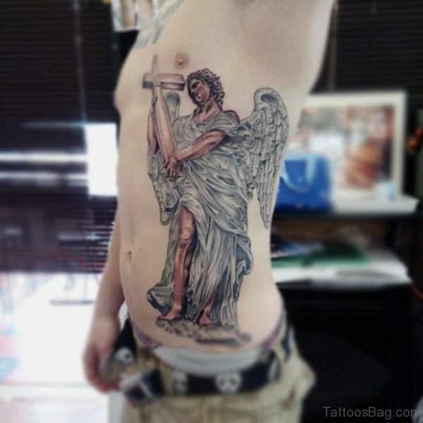 Guardian Angel Tattoo With Cros