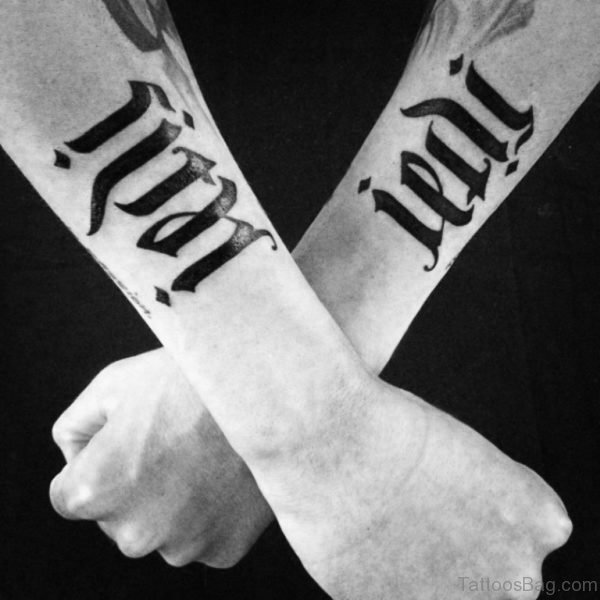 Guys Ambigram Tattoos On Wrist