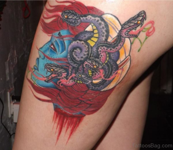 Gypsy Medusa Tattoo On Thigh