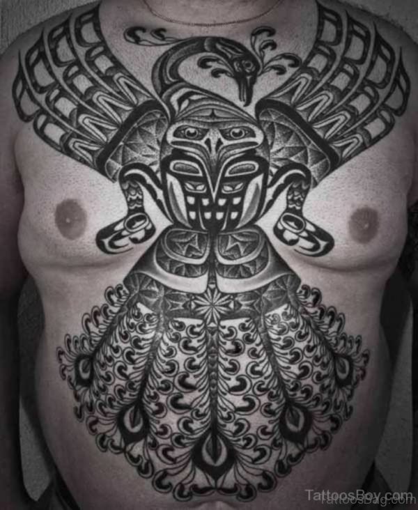 Haida Phoenix Tattoo On Chest