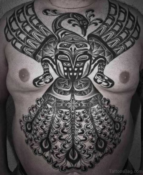 Haida Phoenix Tattoo On Chest 