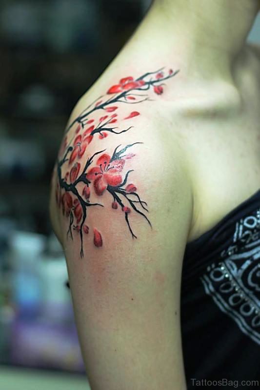 Harriet Cherry Blossom Shoulder Tattoo 