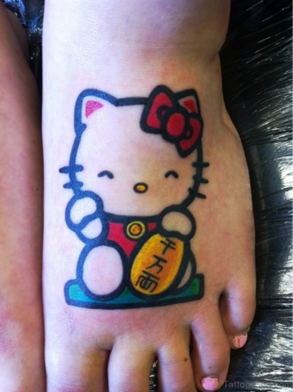 Hello Kitty Cat Tattoo On Foot meow837