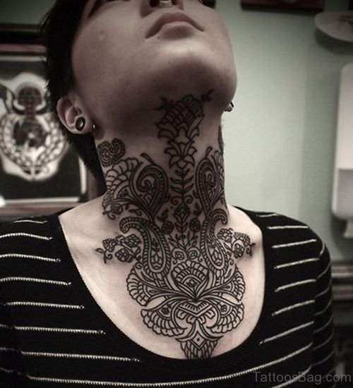 Henna Cover Neck Tattoo Design