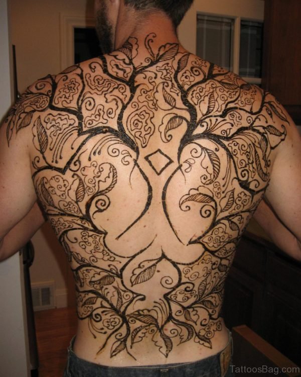 Henna Tree Tattoo On Back 