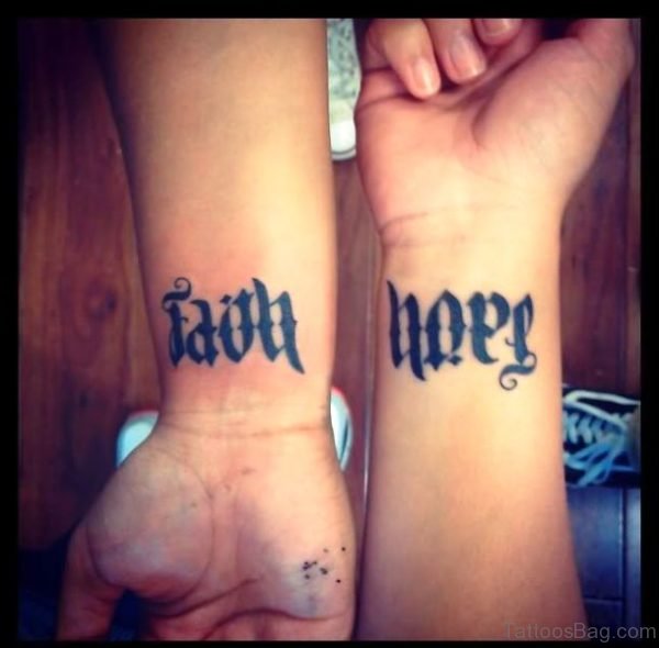 Hope Faith Tattoo On Wrist
