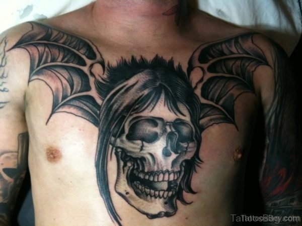 Horror Skull Tattoo On Chest