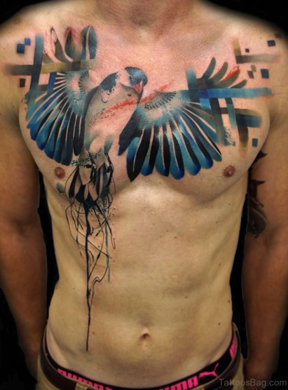 Hovering Bird Chest Tattoo