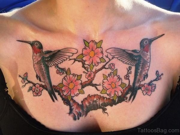 Hummingbird Tattoo Design On Chest