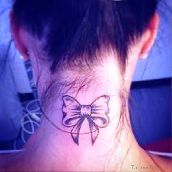 Image Of Bow Tattoo On Neck