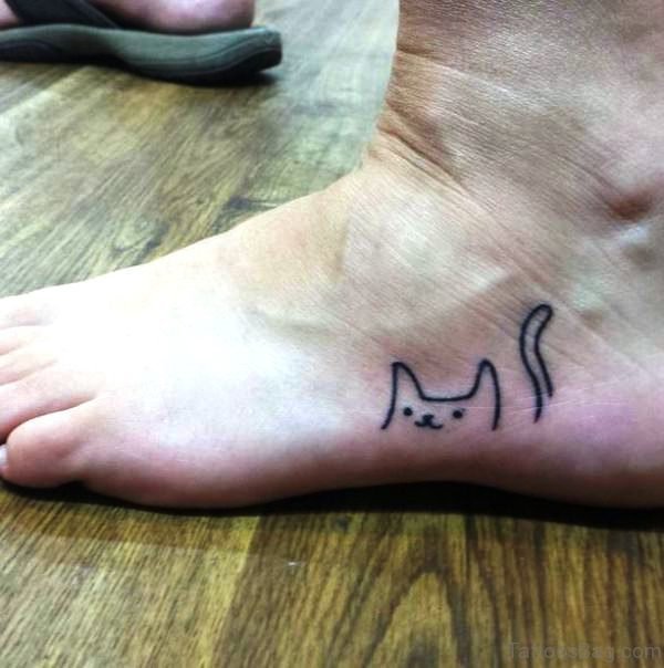 Image Of Cat Tattoo On Foot meow838