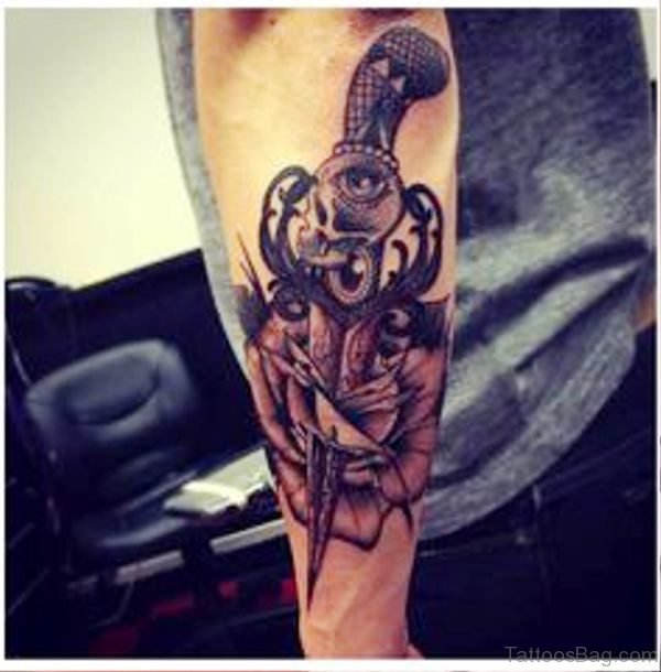 Image Of Dagger Tattoo On Arm