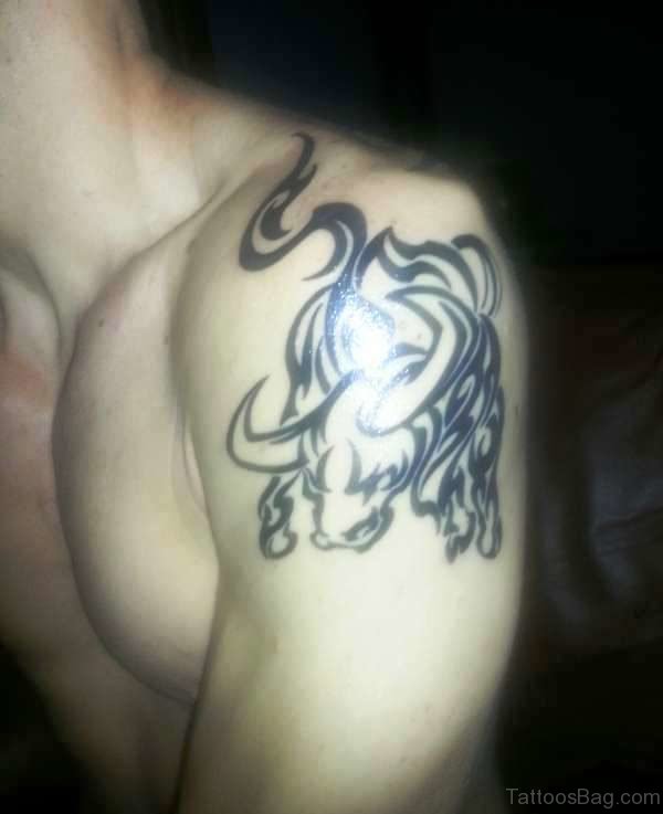 Image Of Tribal Bull Tattoo On Shoulder