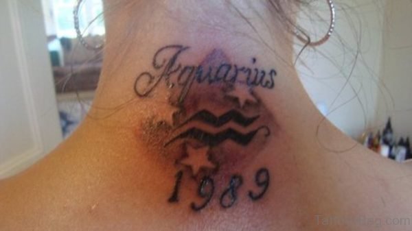 Impressive Aquarius Neck Tattoo
