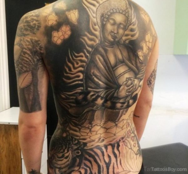 Impressive Buddha Tattoo On Back