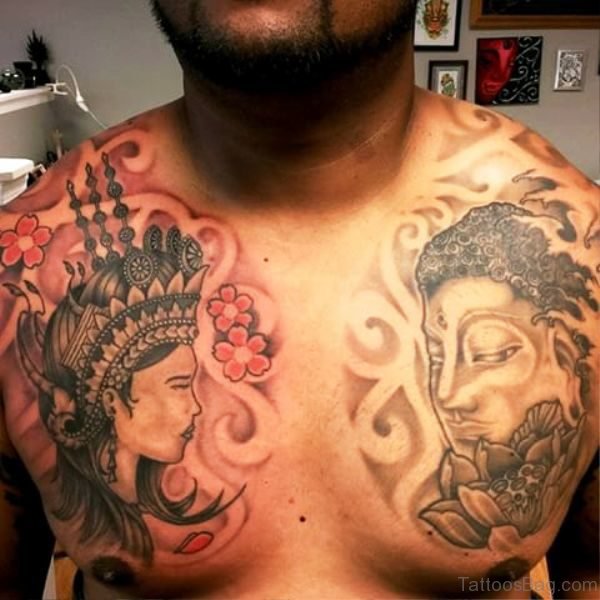Impressive Buddha Tattoo on Chest
