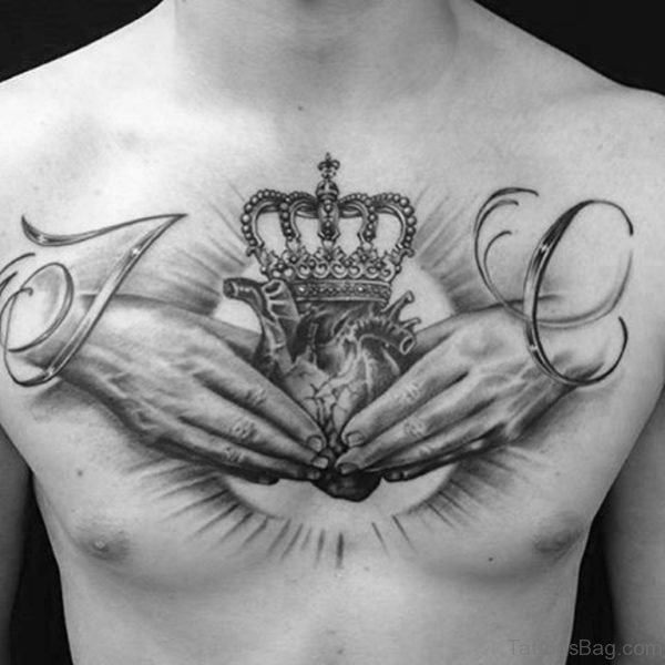 Impressive Crown Tattoo On Chest