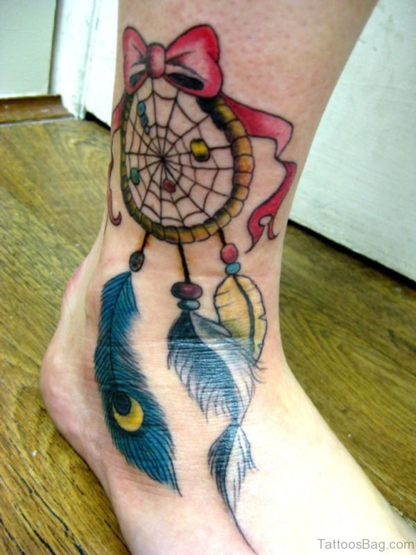 Impressive Dreamcatcher Tattoo On Ankle